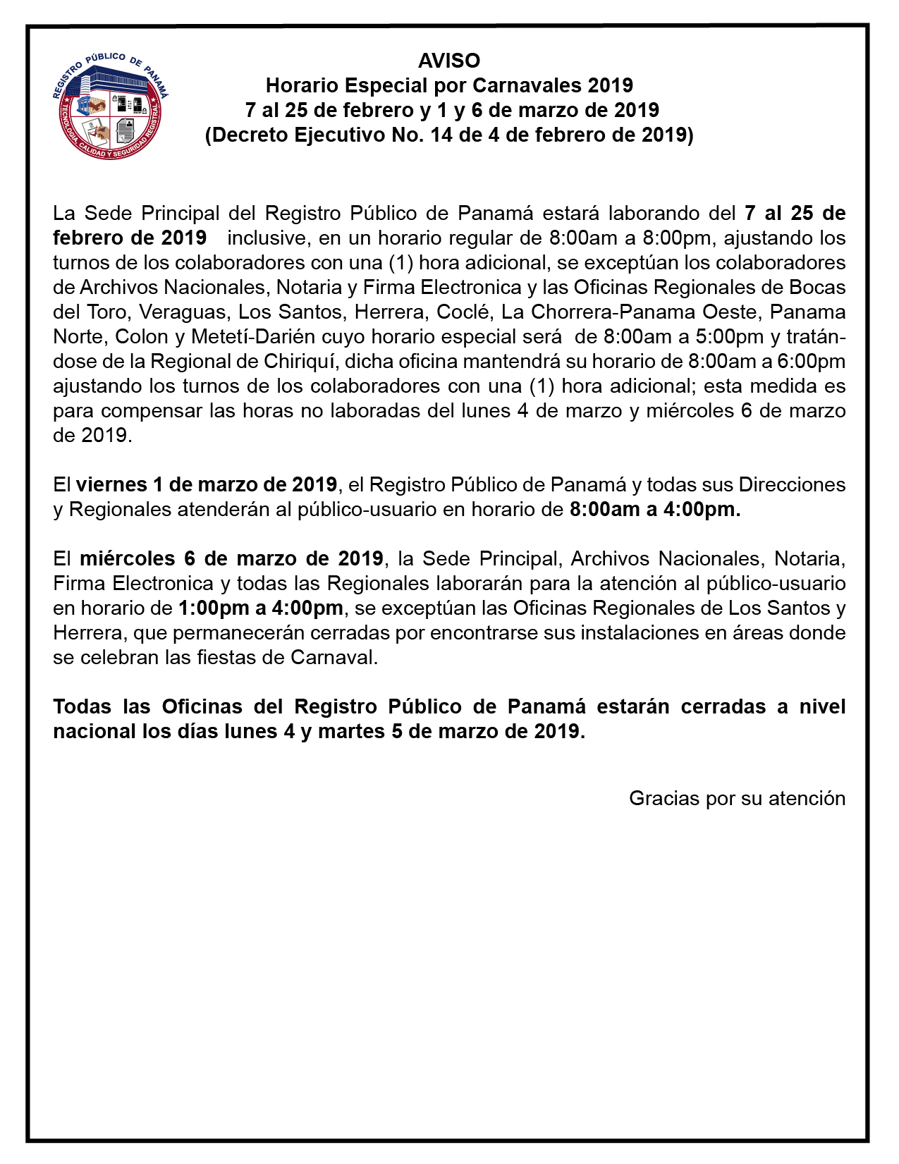 Aviso.Carnvales