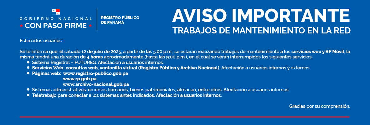 Aviso Importante - Trabajos de mantenimiento