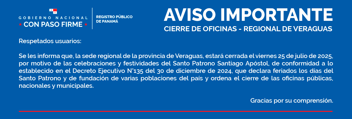 Aviso Importante - Cierre de oficina en la regional de Veraguas