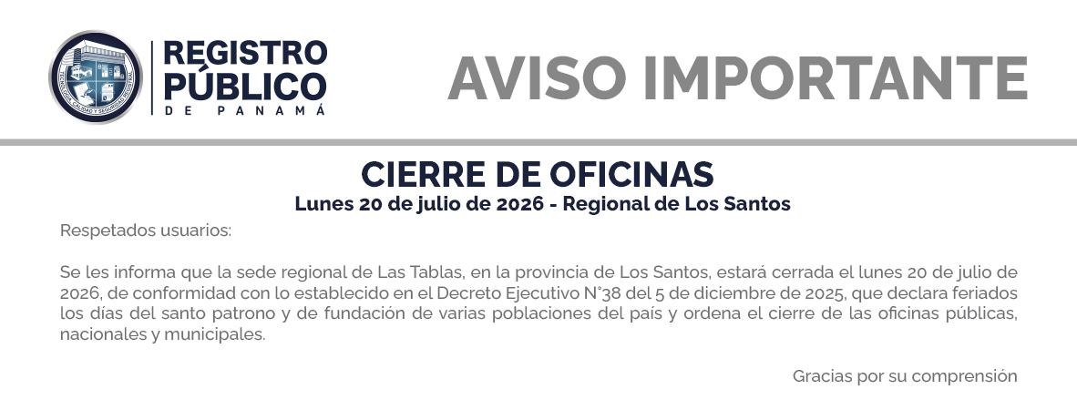  Aviso Importante - Cierre de oficinas en la regional de Los Santos.