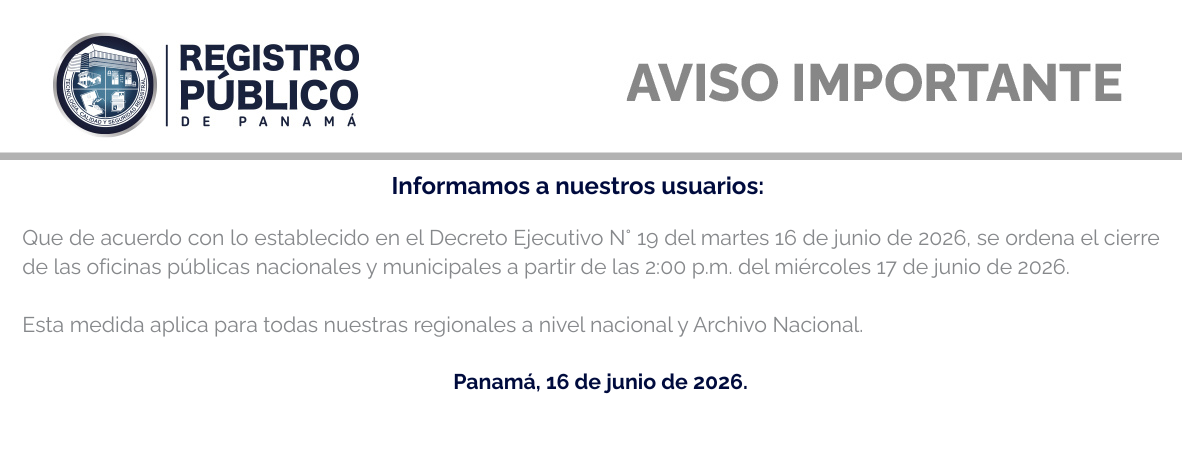 Aviso Importante  - Decreto Ejecutivo N° 19